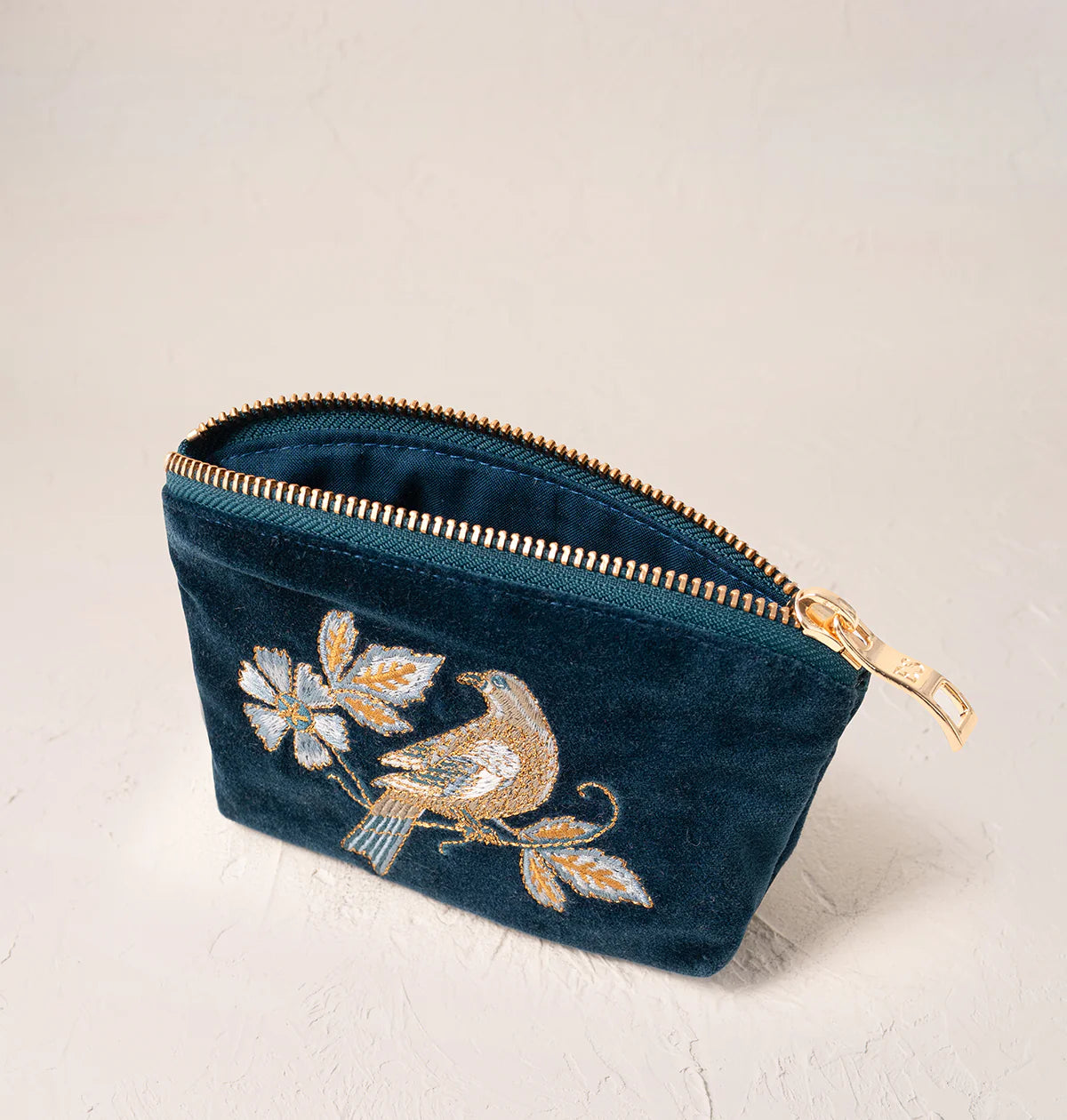Botanical Birds Coin Purse - Ink Blue
