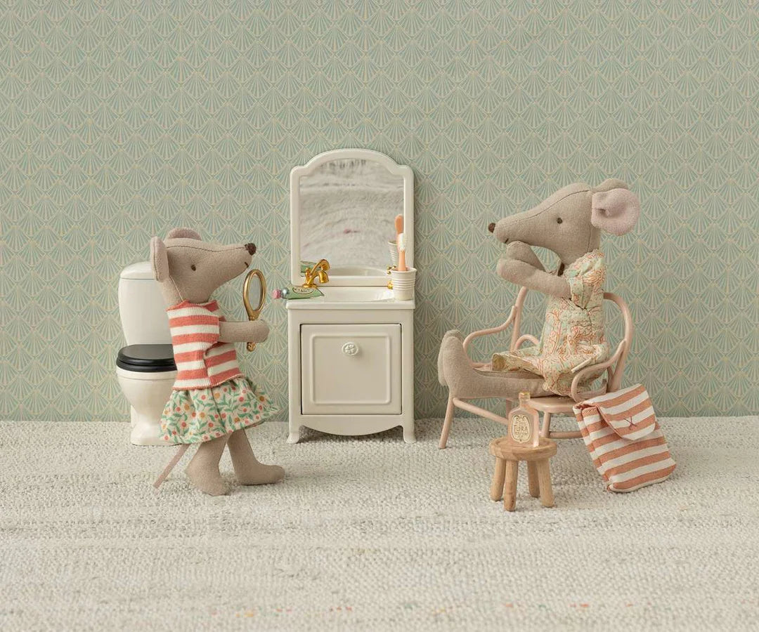Maileg - Mouse Toothbrust Set - Coral Stripe