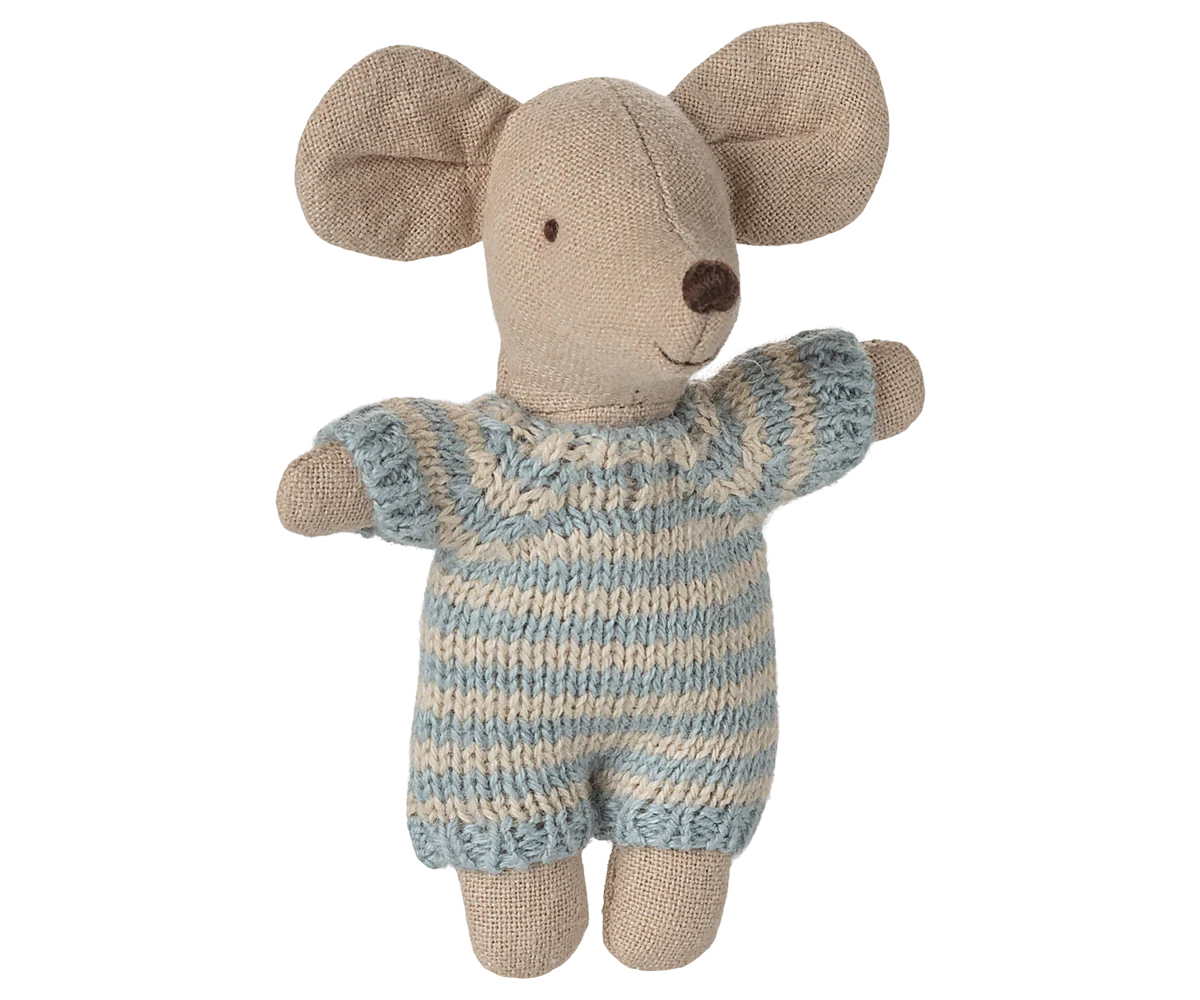 Maileg - Baby Mouse in Carry Cot - Blue