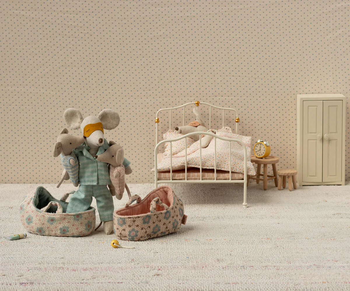 Maileg - Baby Mouse in Carry Cot - Blue
