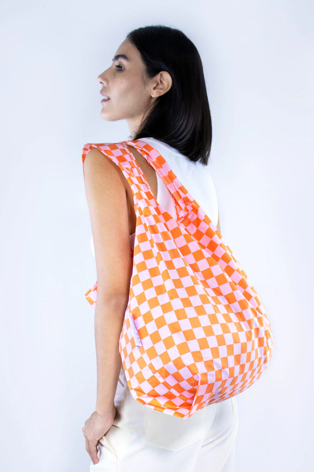 Kind Bag - Medium Reusable Checkerboard Pink Orange