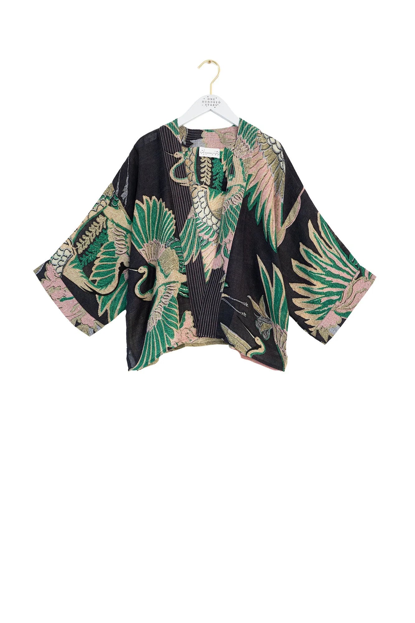 One Hundred Stars - Crane Wool Kimono - Emerald