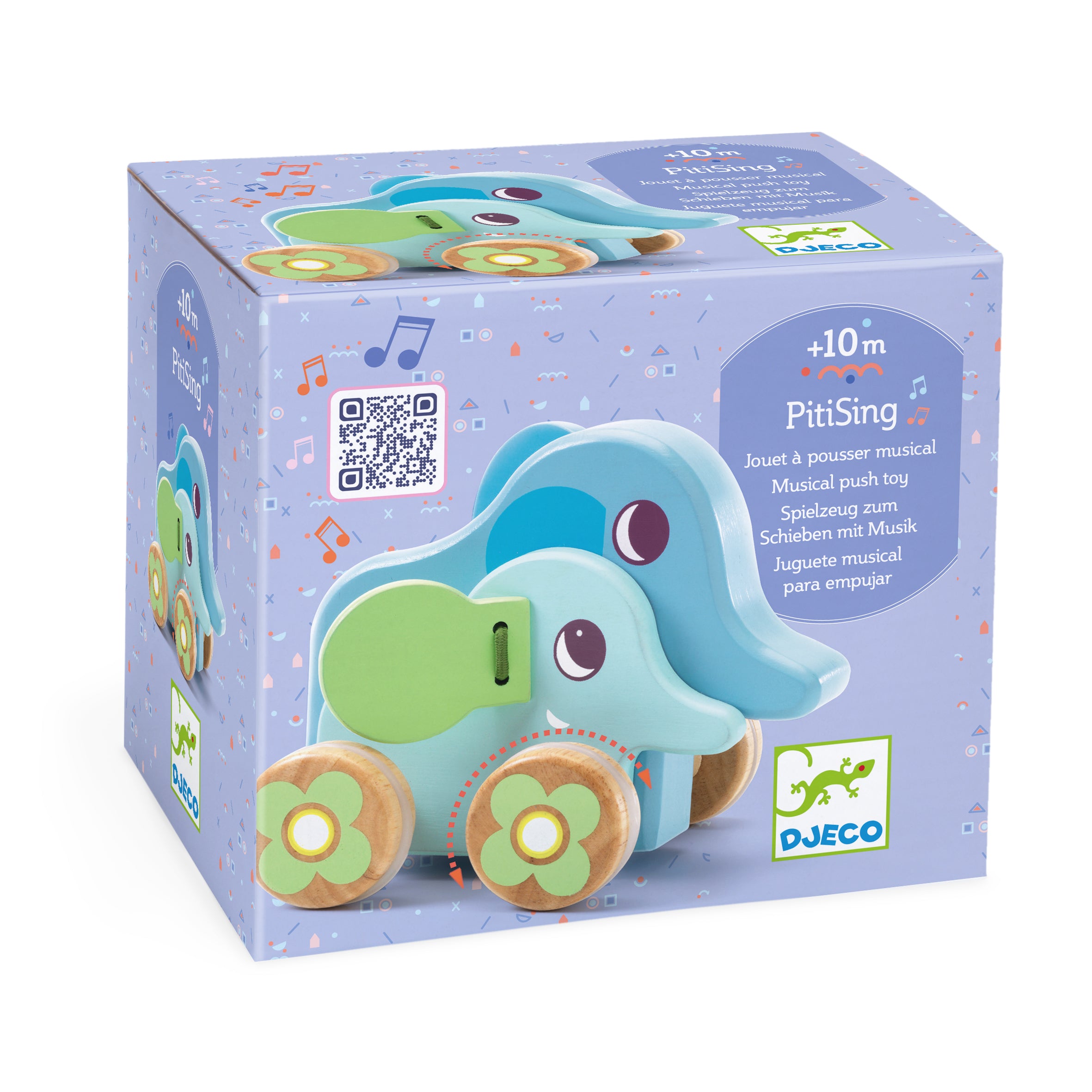 Djeco - Wooden Push & Play Elephants