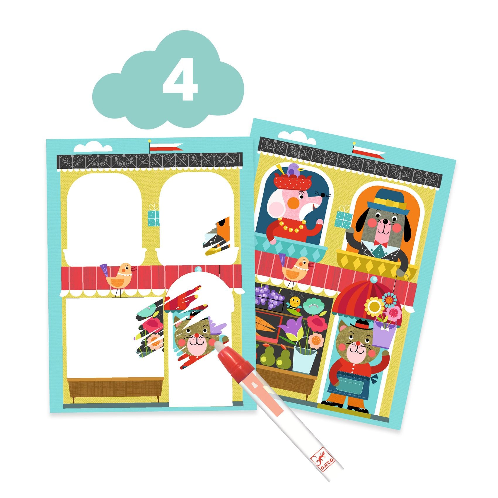 Djeco - Colour & Create Activity Set - Cat & Friends