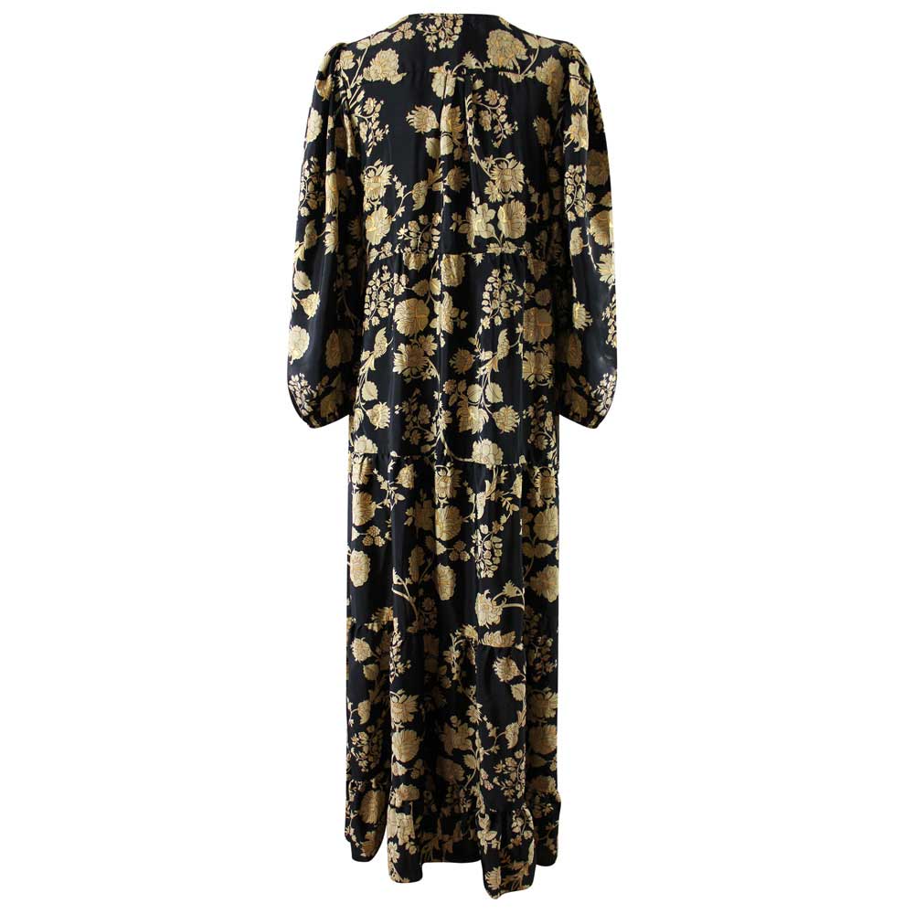 Beba - Black & Gold Floral Long Sleeve Dress