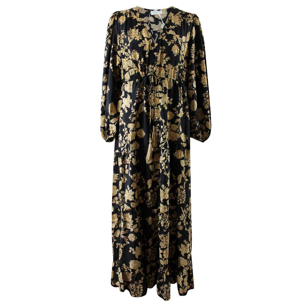 Beba - Black & Gold Floral Long Sleeve Dress