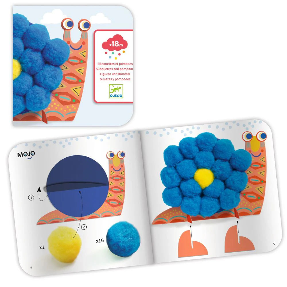 Djeco - PomPom Collage - Fluffy Animals