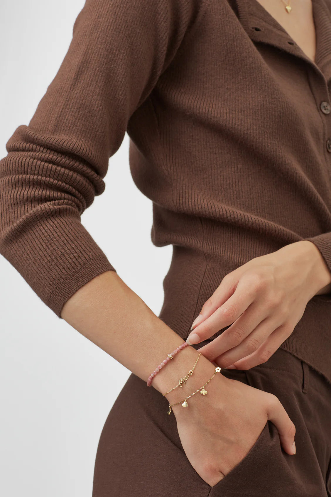 Pink Tourmaline CZ Disc Amelia Bracelet GP