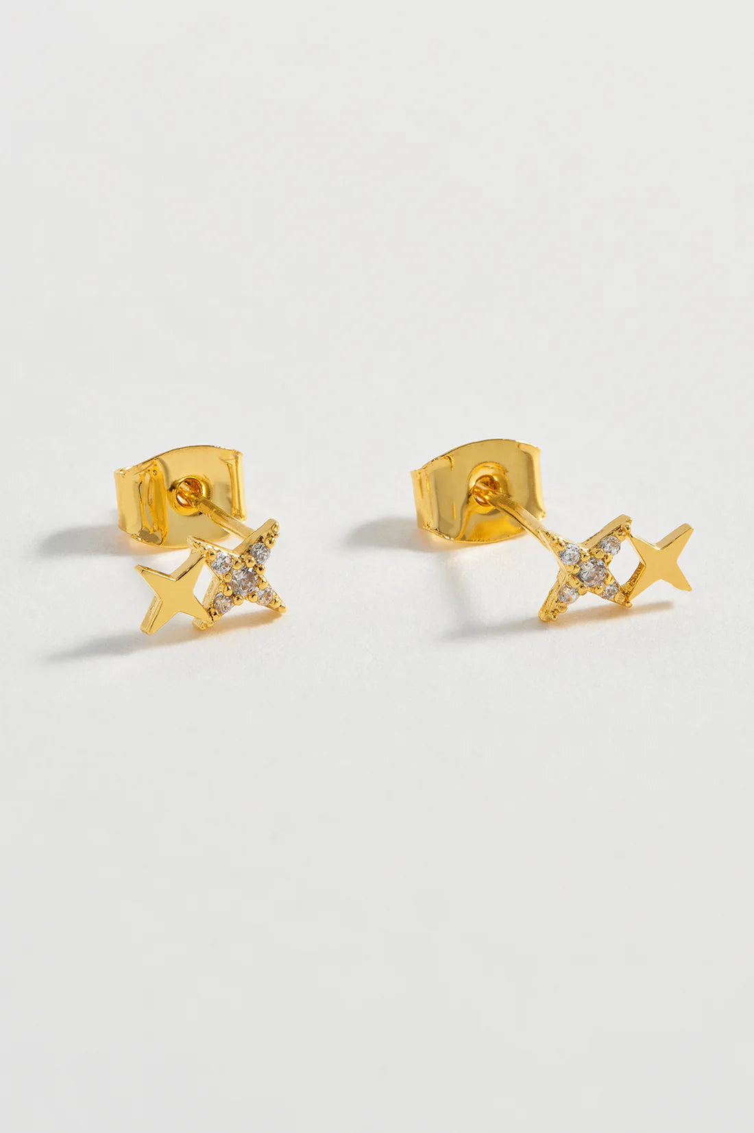 Duo Star Stud Earrings - Gold