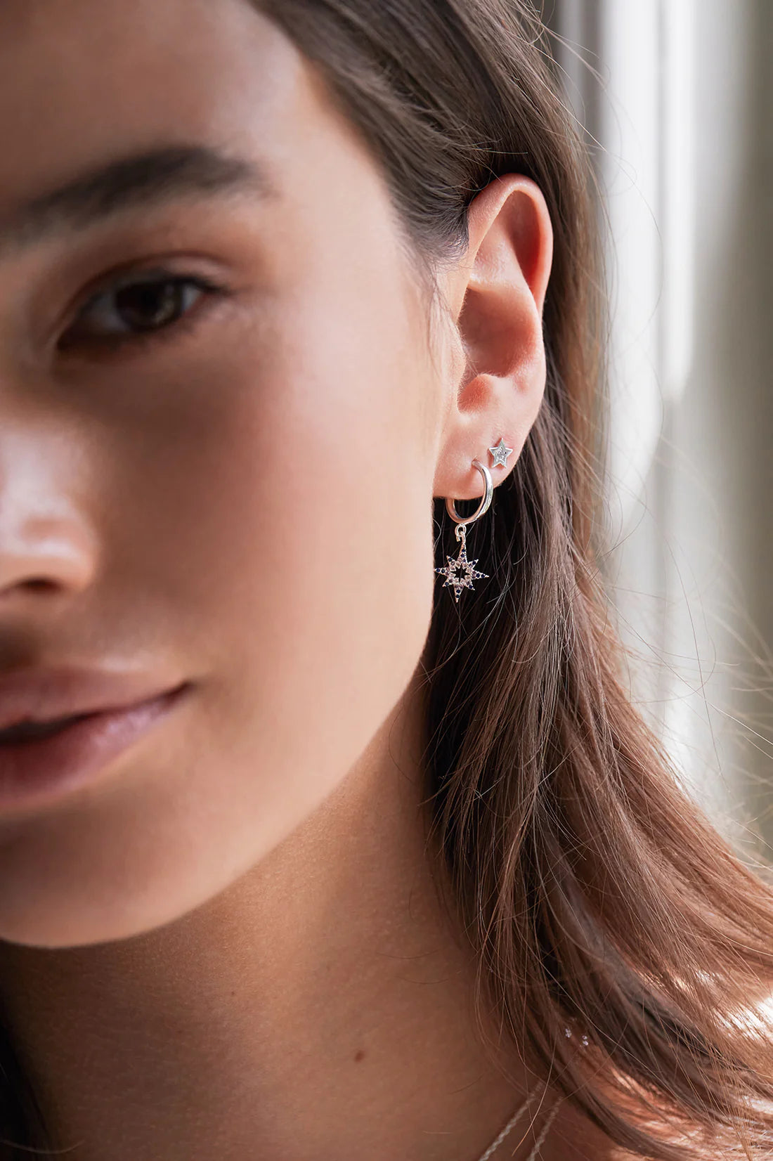 Estella Bartlett - Mixed CZ North Star Hoop Earrings