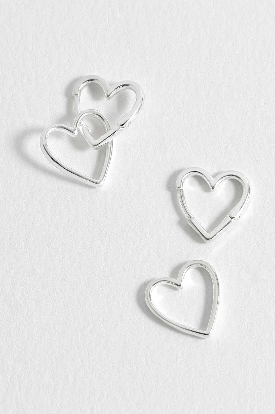 Silver Hinged Heart Hoop Earrings