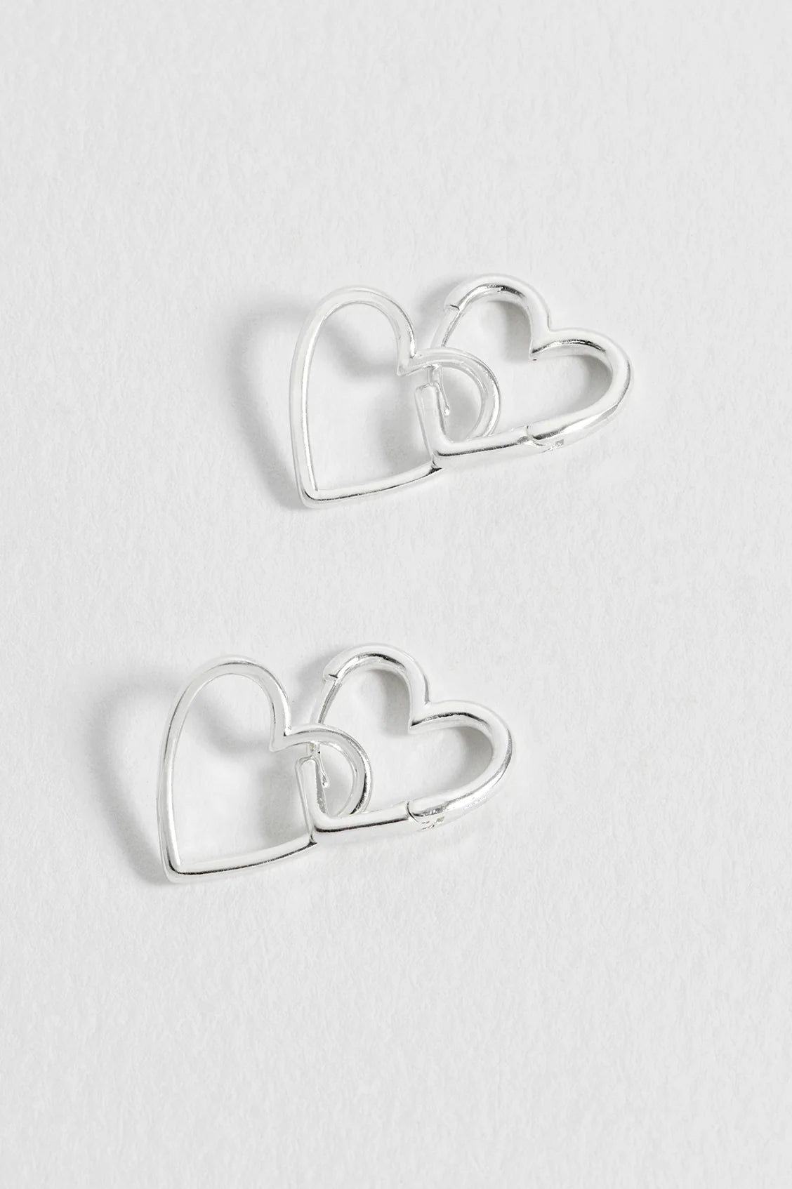 Silver Hinged Heart Hoop Earrings