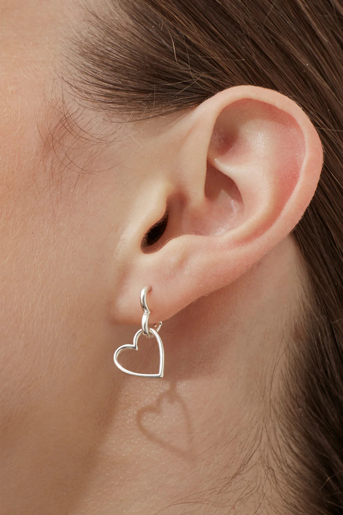 Silver Hinged Heart Hoop Earrings