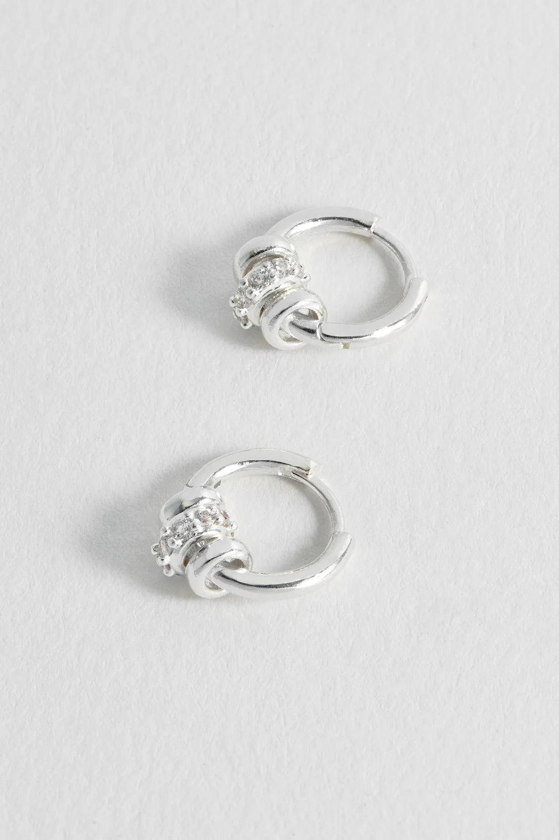 Silver Triple Disc CZ Hoop Earrings