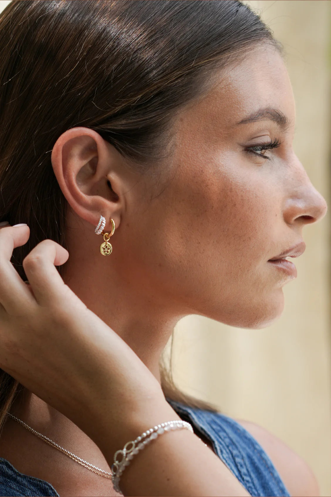 Estella Bartlett - CZ Flower Coin Hoops