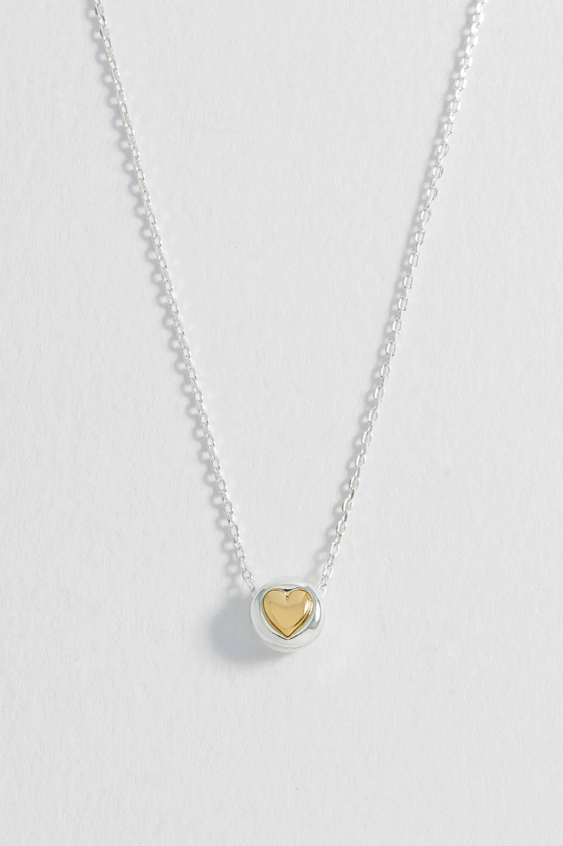 Silver Heart Disc Bead Necklace