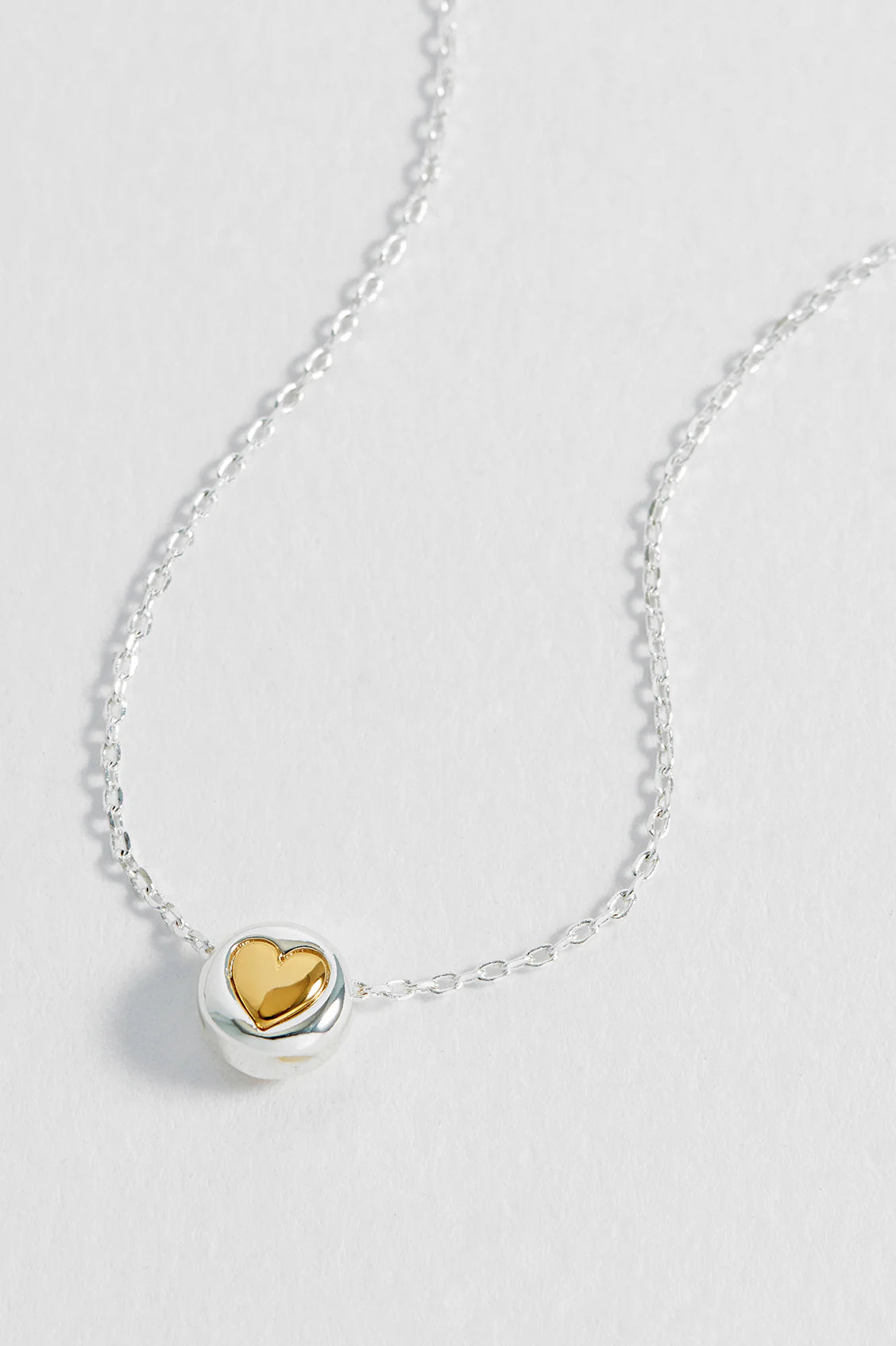 Silver Heart Disc Bead Necklace
