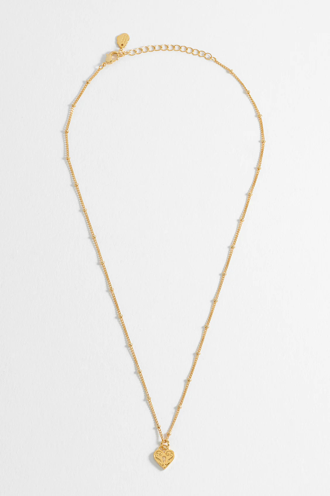 Gold Engraved Heart Padlock Necklace