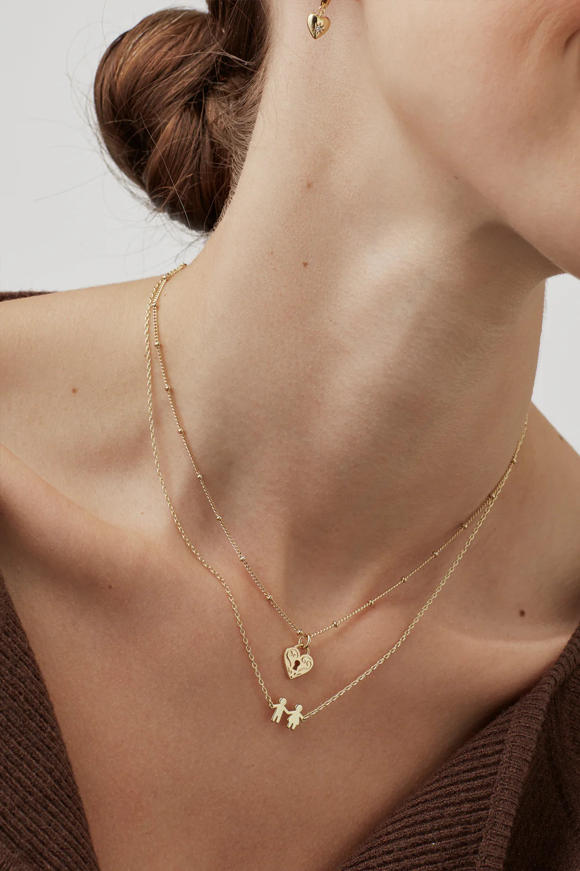 Gold Engraved Heart Padlock Necklace