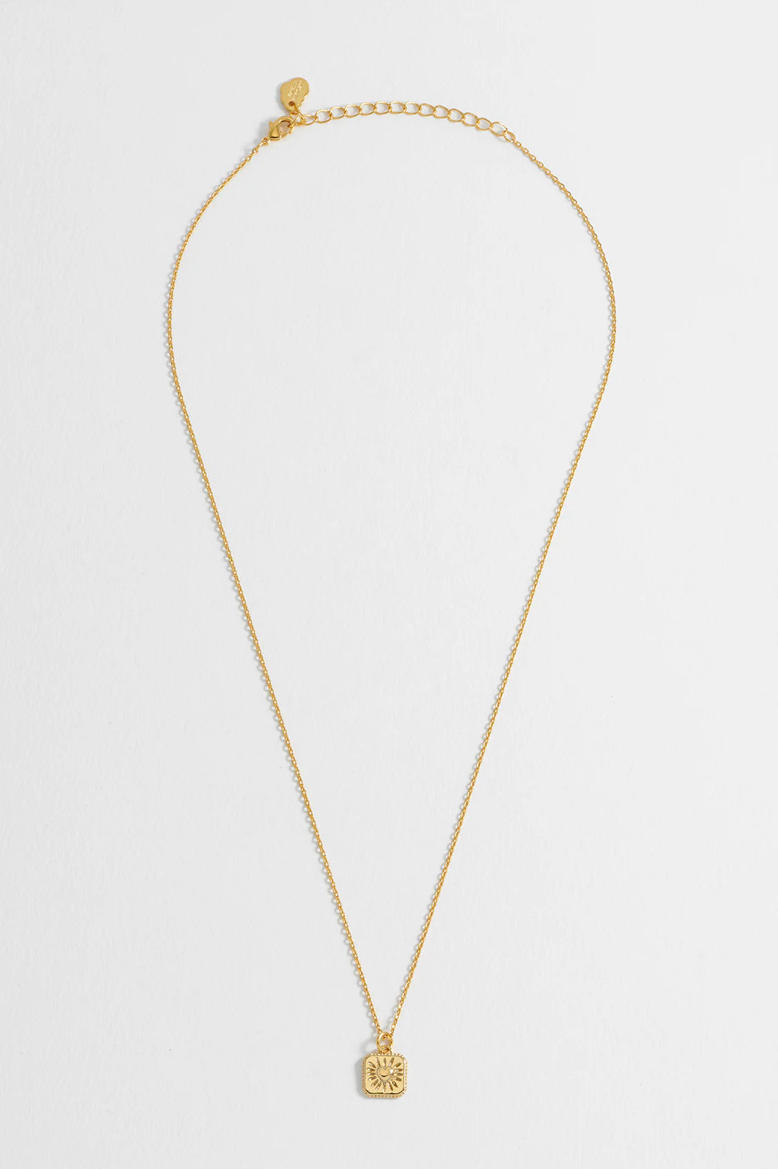 Gold Bobble Heart Tablet Necklace