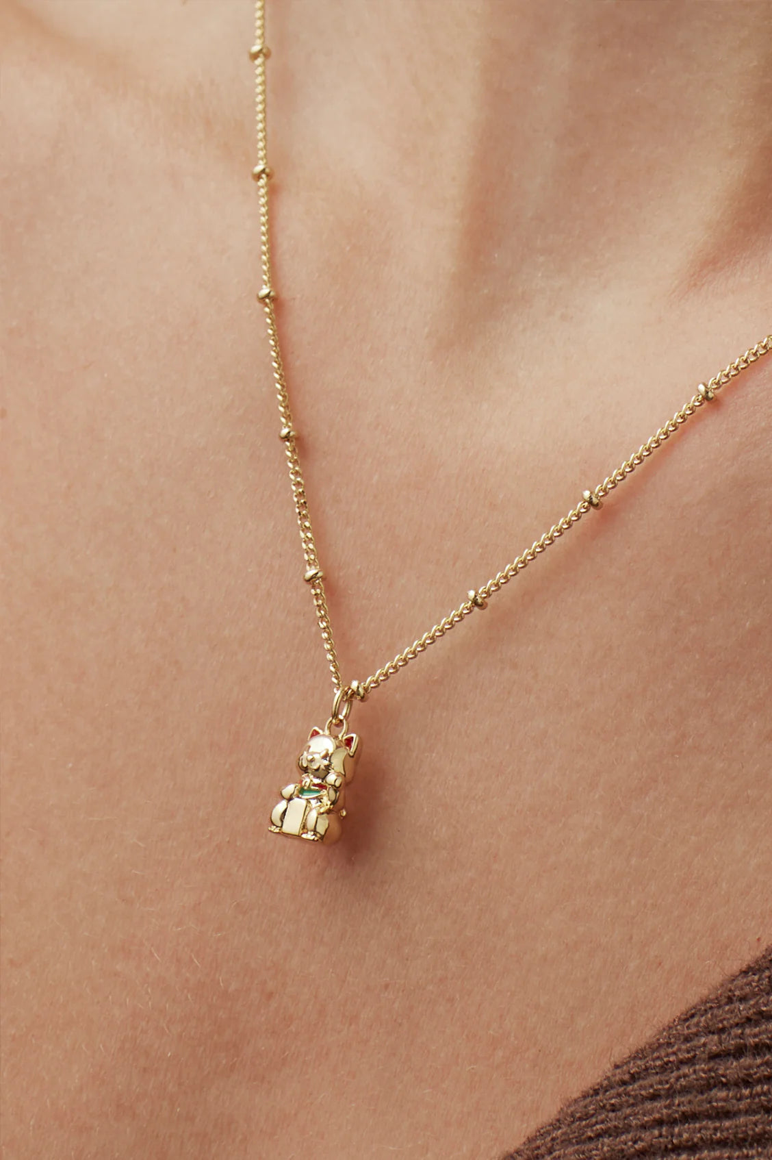 Gold Lucky Cat Necklace