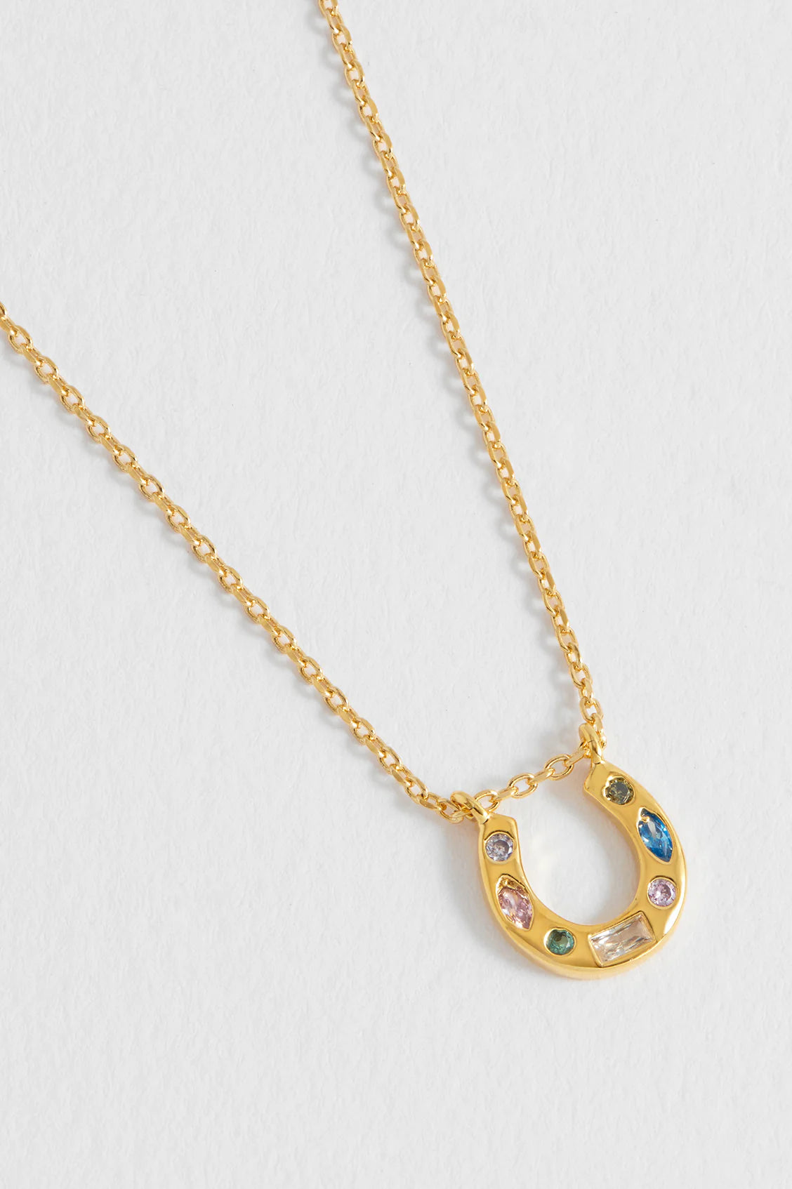 Estella Bartlett - Multi Pastel CZ Horseshoe Necklace