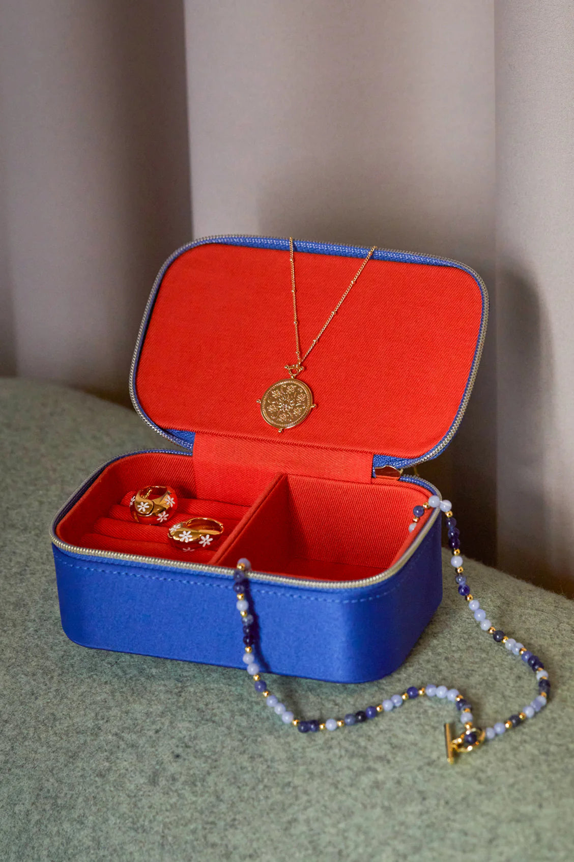 Mini Jewellery Box - Satin Blue