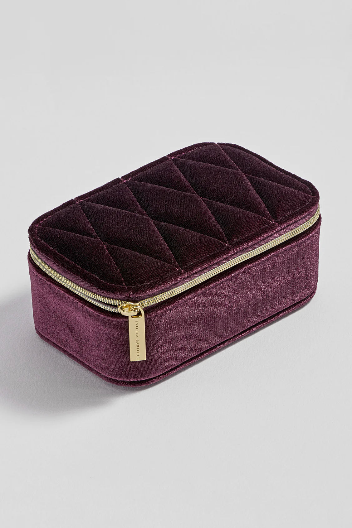 Quilted Lid Mini Jewellery Box - Deep Burgundy