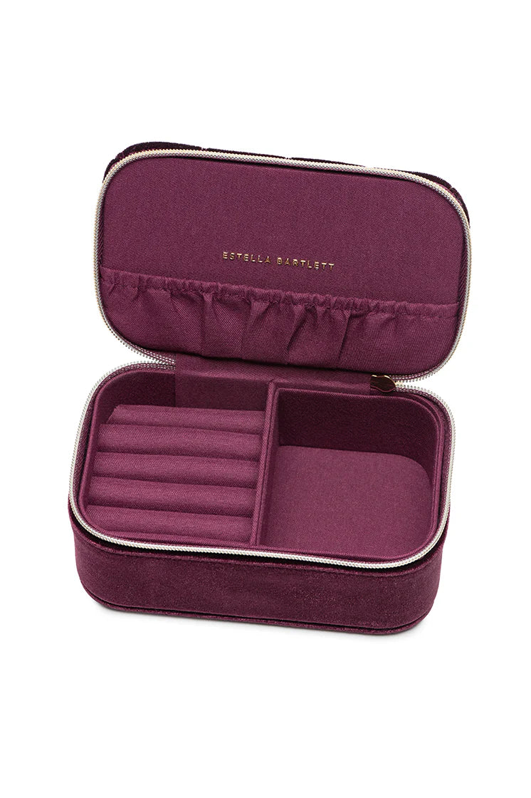 Quilted Lid Mini Jewellery Box - Deep Burgundy