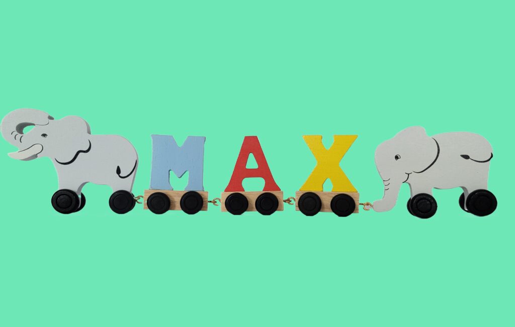 Coloured Wooden Train Alphabet & Carraiges