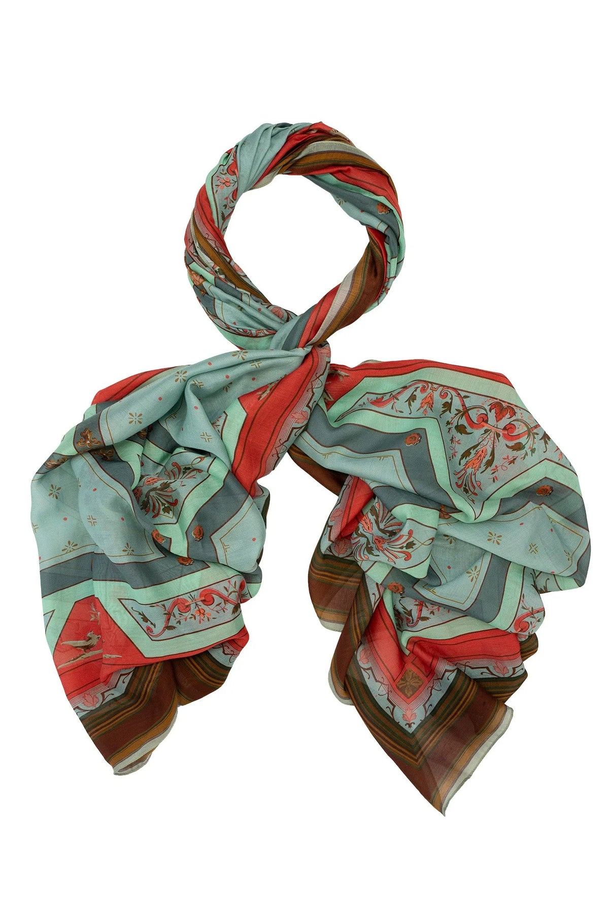 Fleur de Lys Aqua Scarf