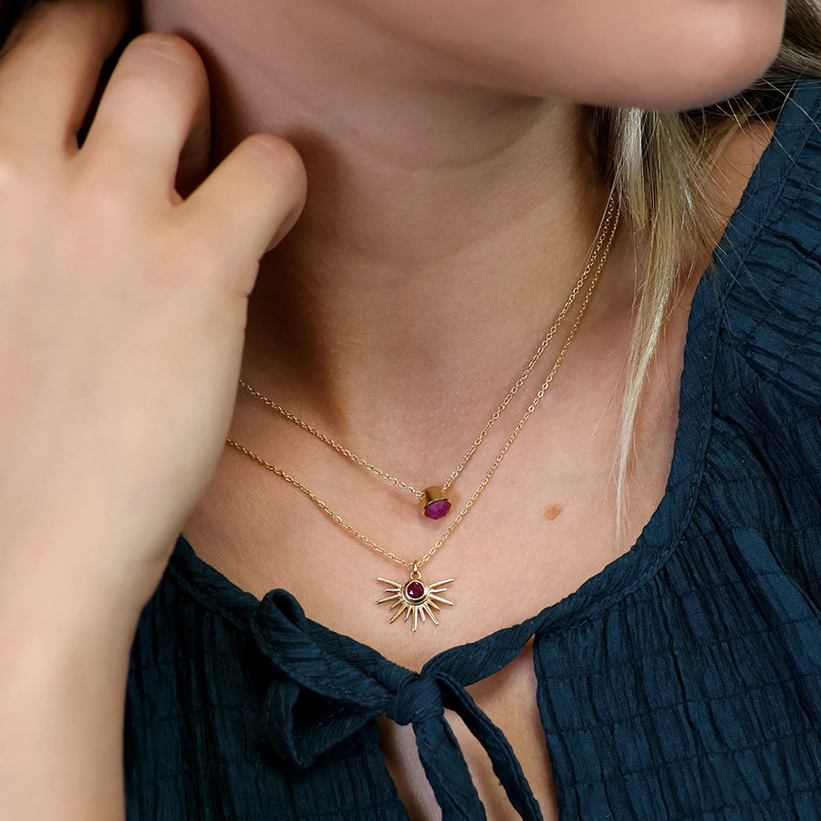 Aureus Gold Plated Half Sunburst Necklace