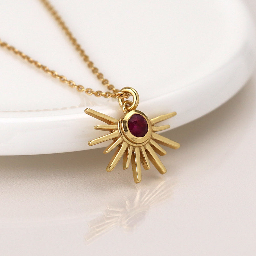 Aureus Gold Plated Half Sunburst Necklace
