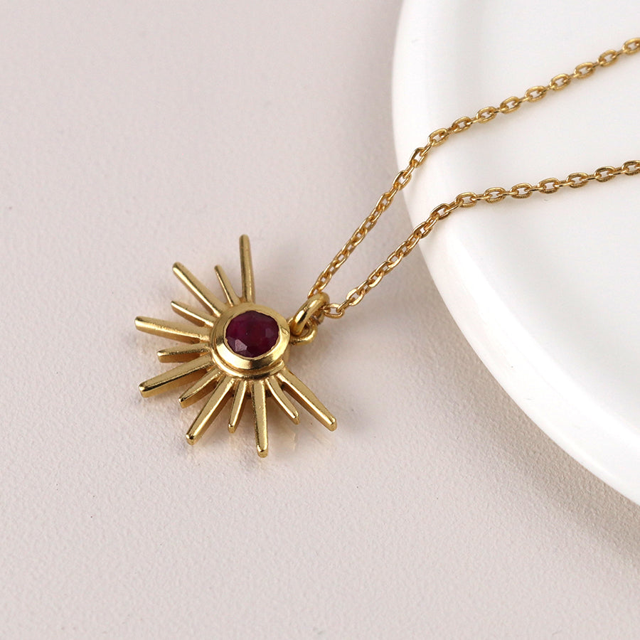 Aureus Gold Plated Half Sunburst Necklace