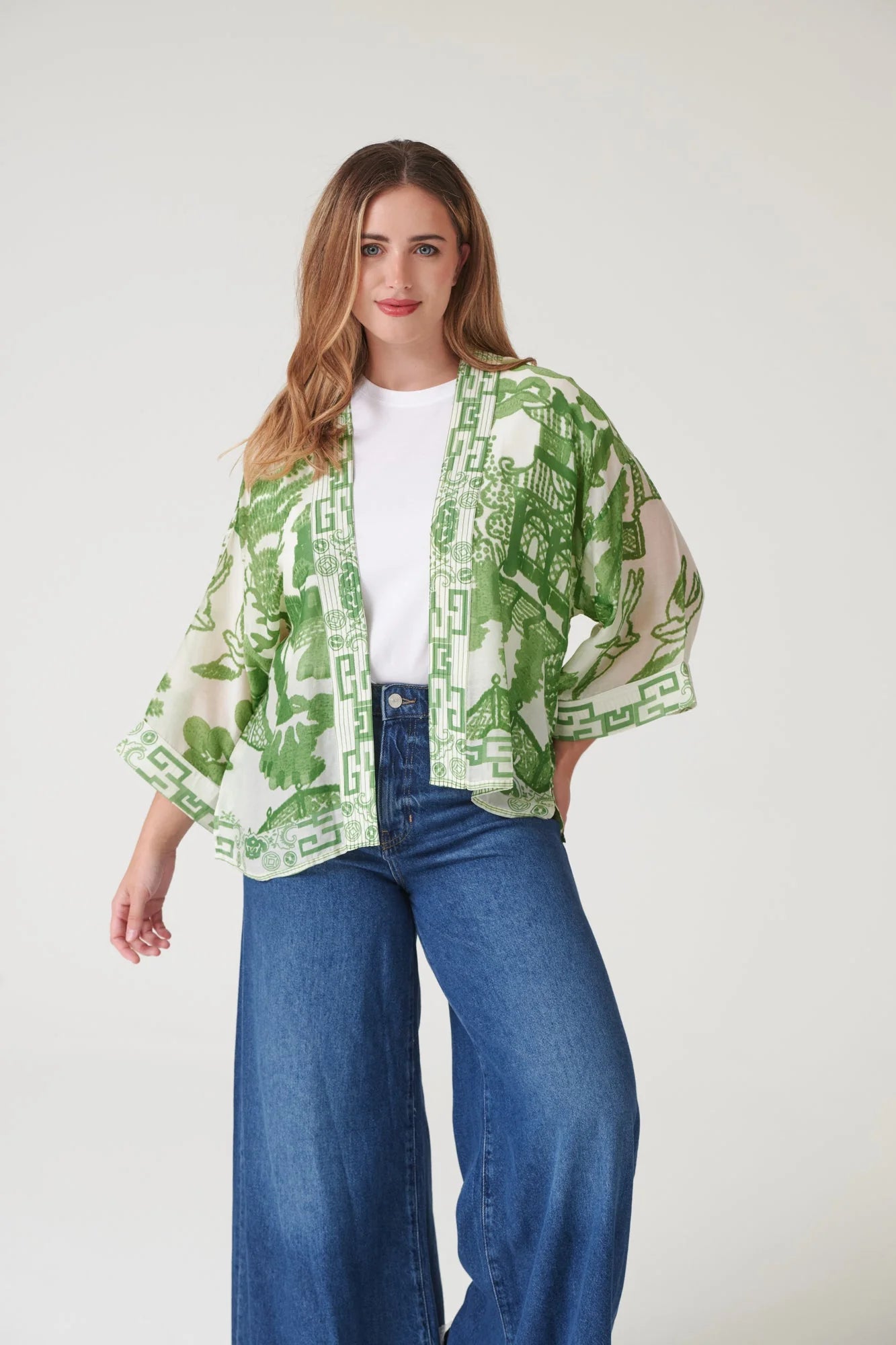 100 Stars Kimono - Giant Willow Green