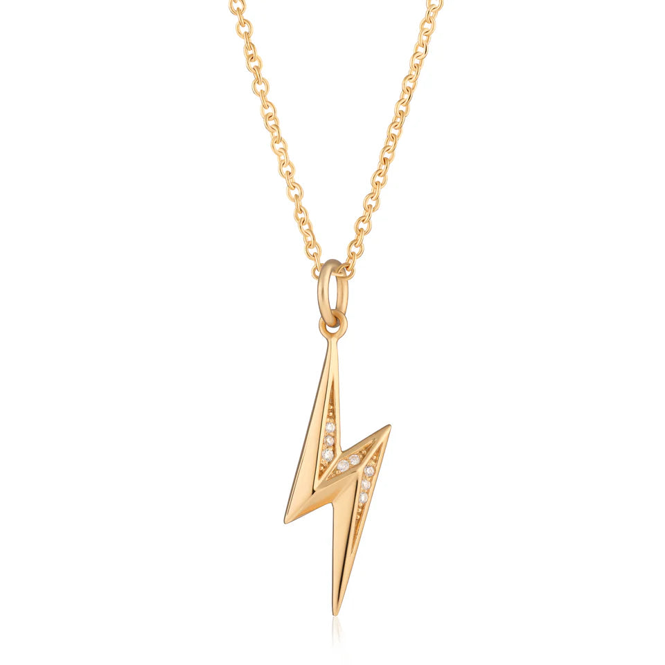 Scream Pretty - Sparkling Lightning Bolt Necklace - Gold Plated