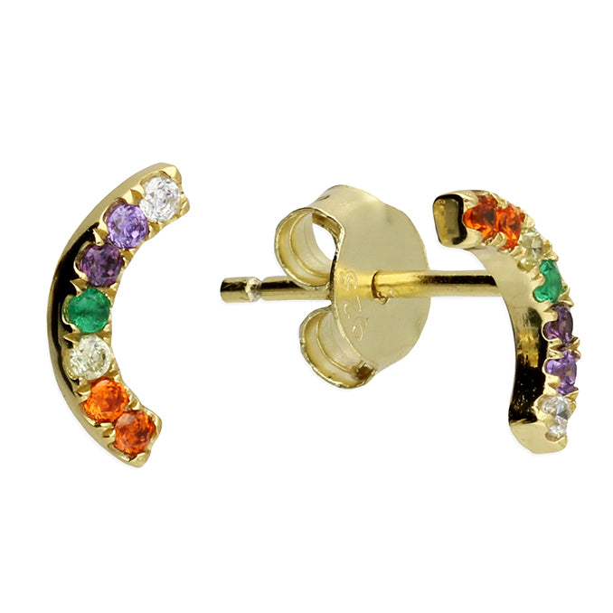 Sterling Silver Gold Plated Rainbow Curve Earring