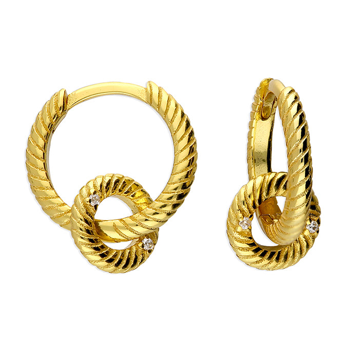 Twist CZ Charm Huggie Earring