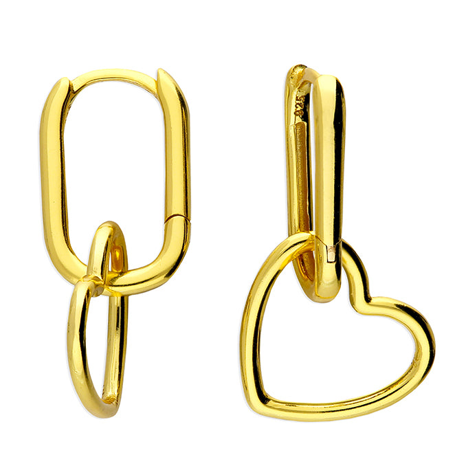 Gold Open Heart Charm U Hoop