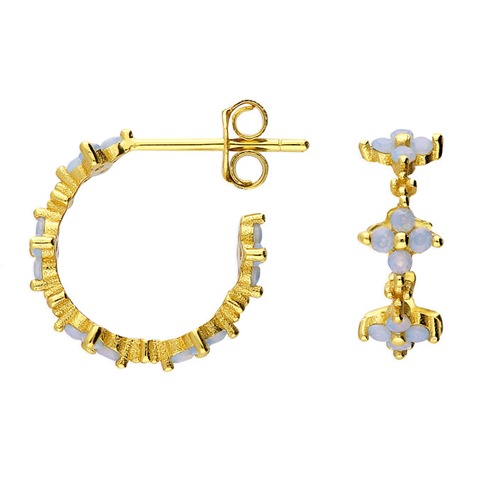 Sterling Silver Gold Plated CZ Flower Earring