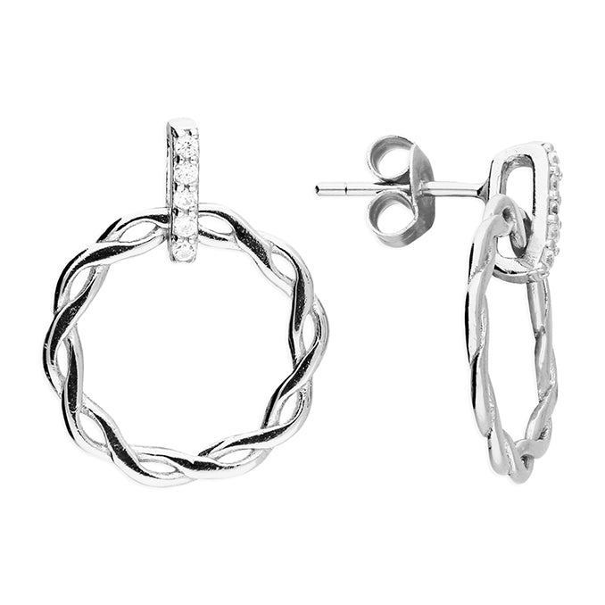 Bar Entwined Circle Drop Stud - S