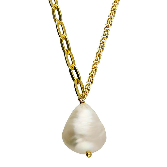 Gold Plated Sterling Silver Fresh Water Pearl Necklace