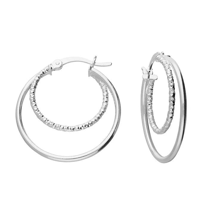 Textured Double Creole Hoop Earrings