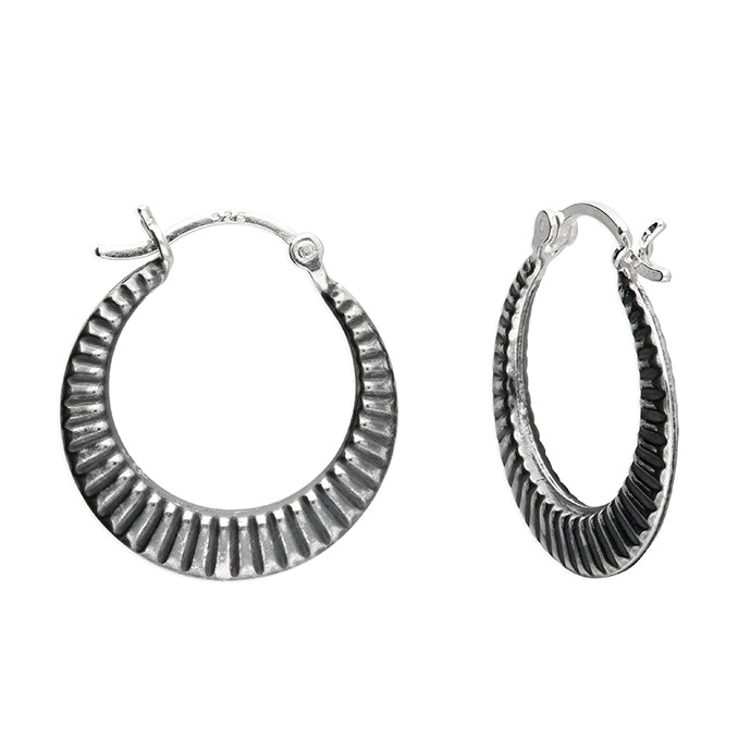 Oxidised Sterling Silver Creole Hoop Earrings
