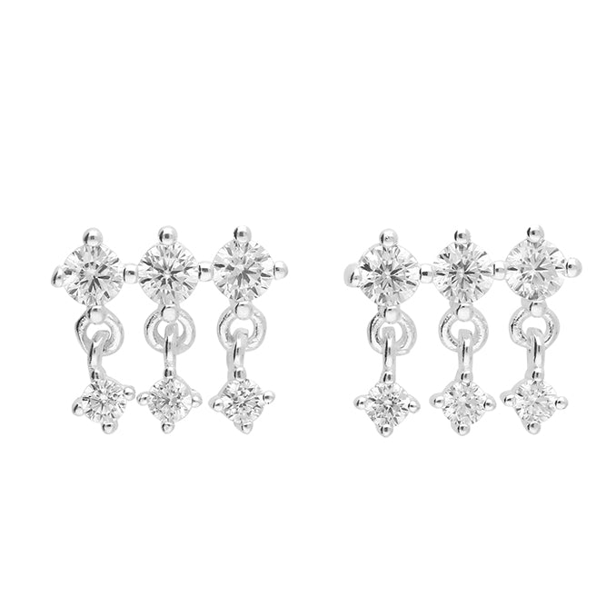 CZ Triple Tassel Earring