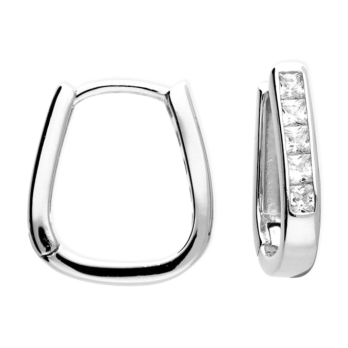 Silver CZ Handbag Huggie Earring