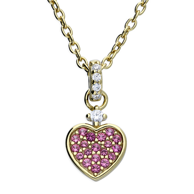 White Cubic Zirconia & Red Nano Gem Heart Necklace
