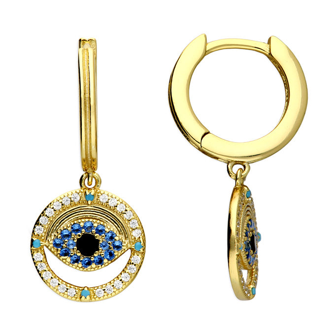Sterling Silver Gold Plated Evil Eye Earring