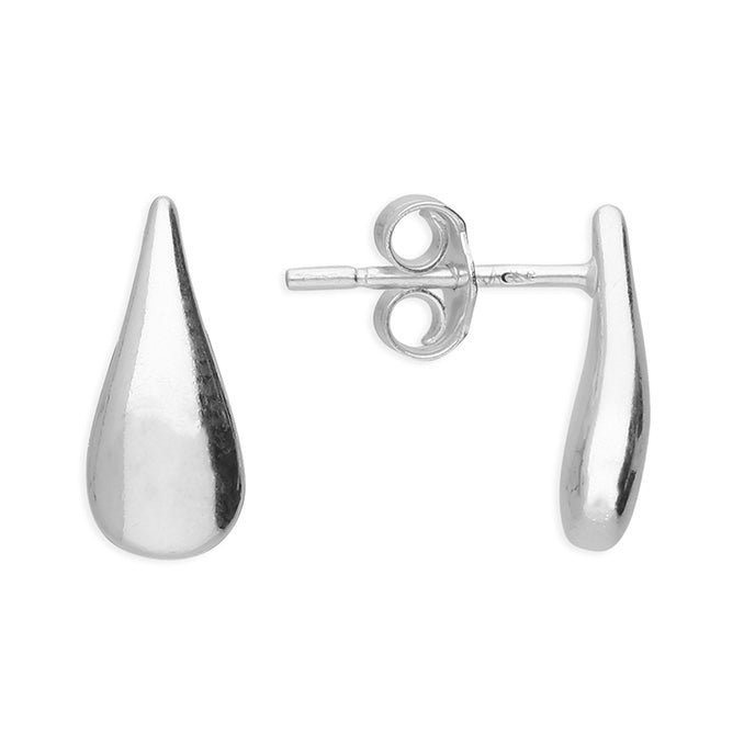 Teardrop Stud Earring - Silver