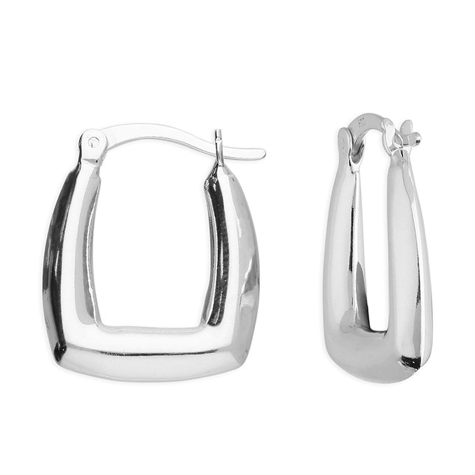 Sterling Silver Flat Bottom Handbag Creole Hoop Earrings